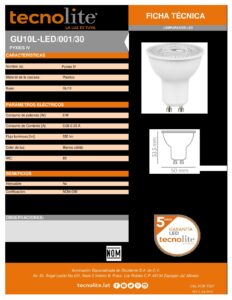FICHA TECNICA GU10L LED 001 30 pdf